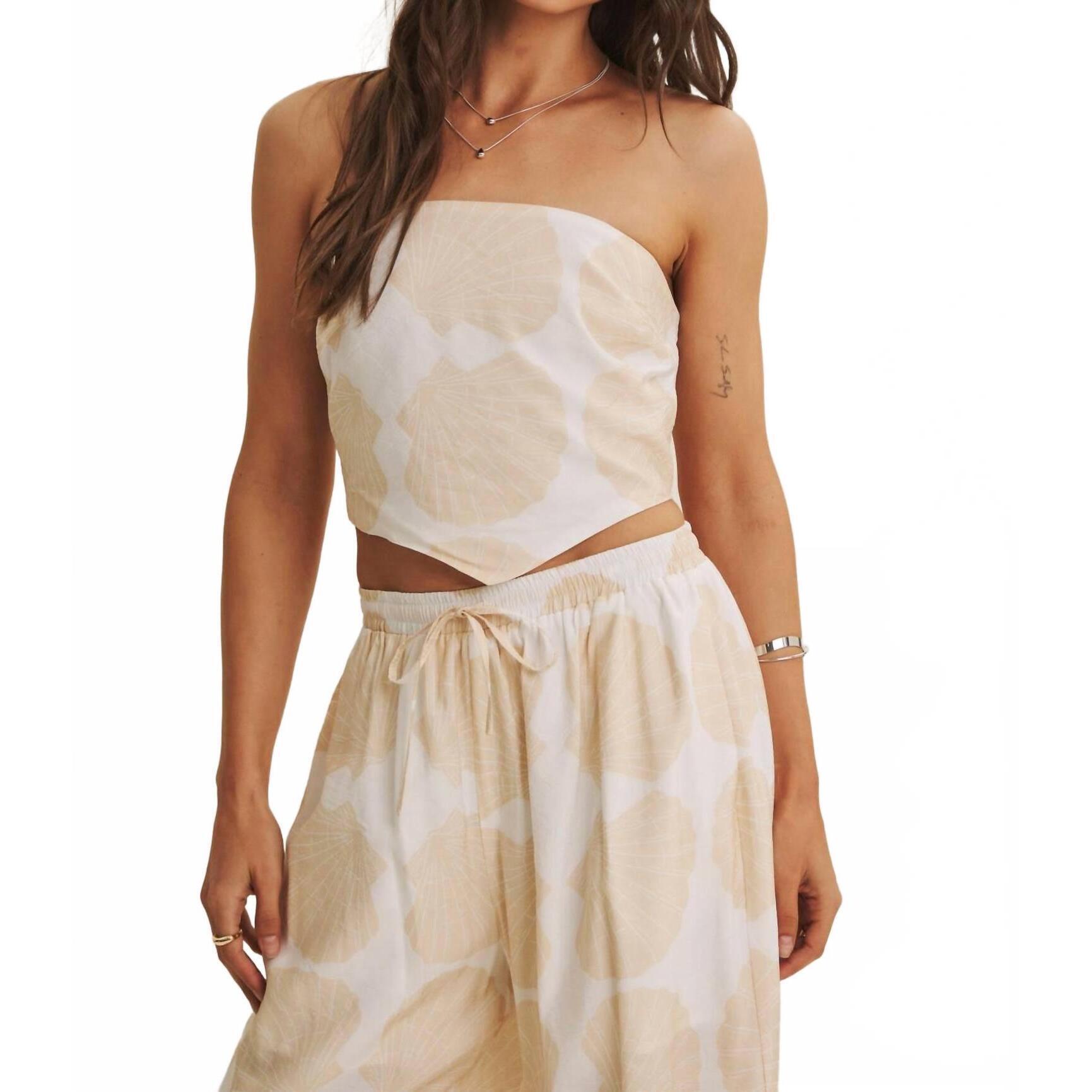 New In February Coastal Breeze Scarf Tube Top In Beige